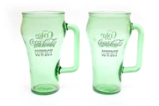 Coca Cola Whataburger Cowboy Coke Glasses Green Handled Mug - Qty 2