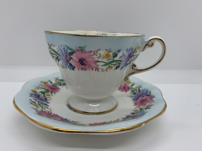 Vintage EB Foley Miniature Teacup Saucer Set Fine Bone China England Cornflower