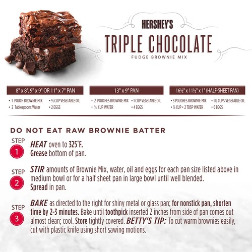 Betty Crocker Hershey’s Fudge Brownie Mix, Triple Chocolate, 20 oz., 4 pk. - 第 5/6 張圖片