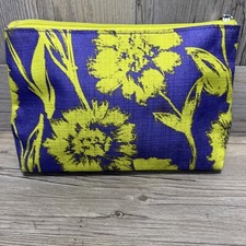 Clinique Cosmetic Makeup Bag Purple  Lime Green Floral