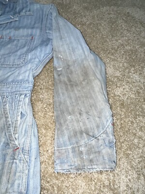 Vintage Big Mac Denim Coveralls Mens 40L Herringbone Mechanic