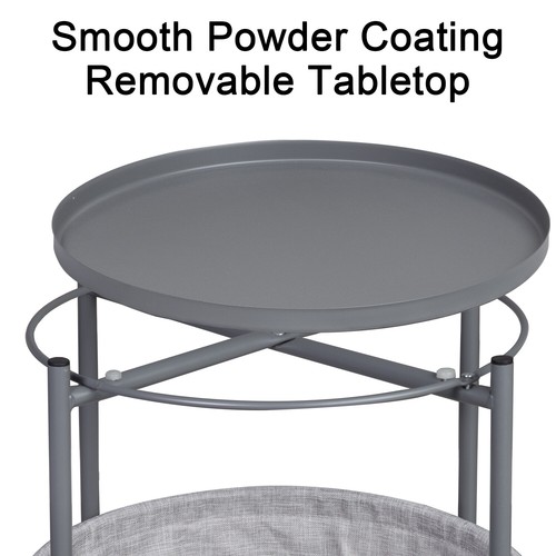 End Table Round Sofa Side Table Snack Table with Storage for Coffee Laptop Stand - Picture 9 of 9
