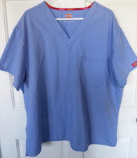 Dickies Womens Medical Scrub Work Top S/S Size 2XL Blue Pocket