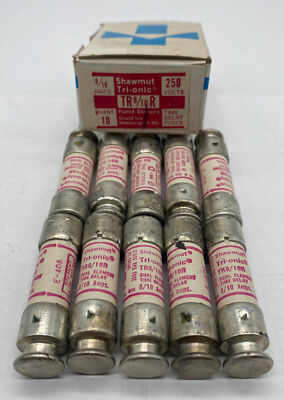 Gould Shawmut TR8/10R Tri-Onic Time Delay Fuse, Class RK5, 250V 0.8Amp Lot of 10