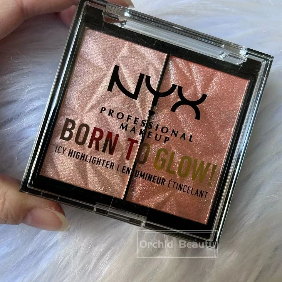 Nuevo NYX Born To Glow Icy Highlighter Duo ~ BTGIH03 ~ Tamaño completo 0,2 g/5,7 oz Foto 2 de 3