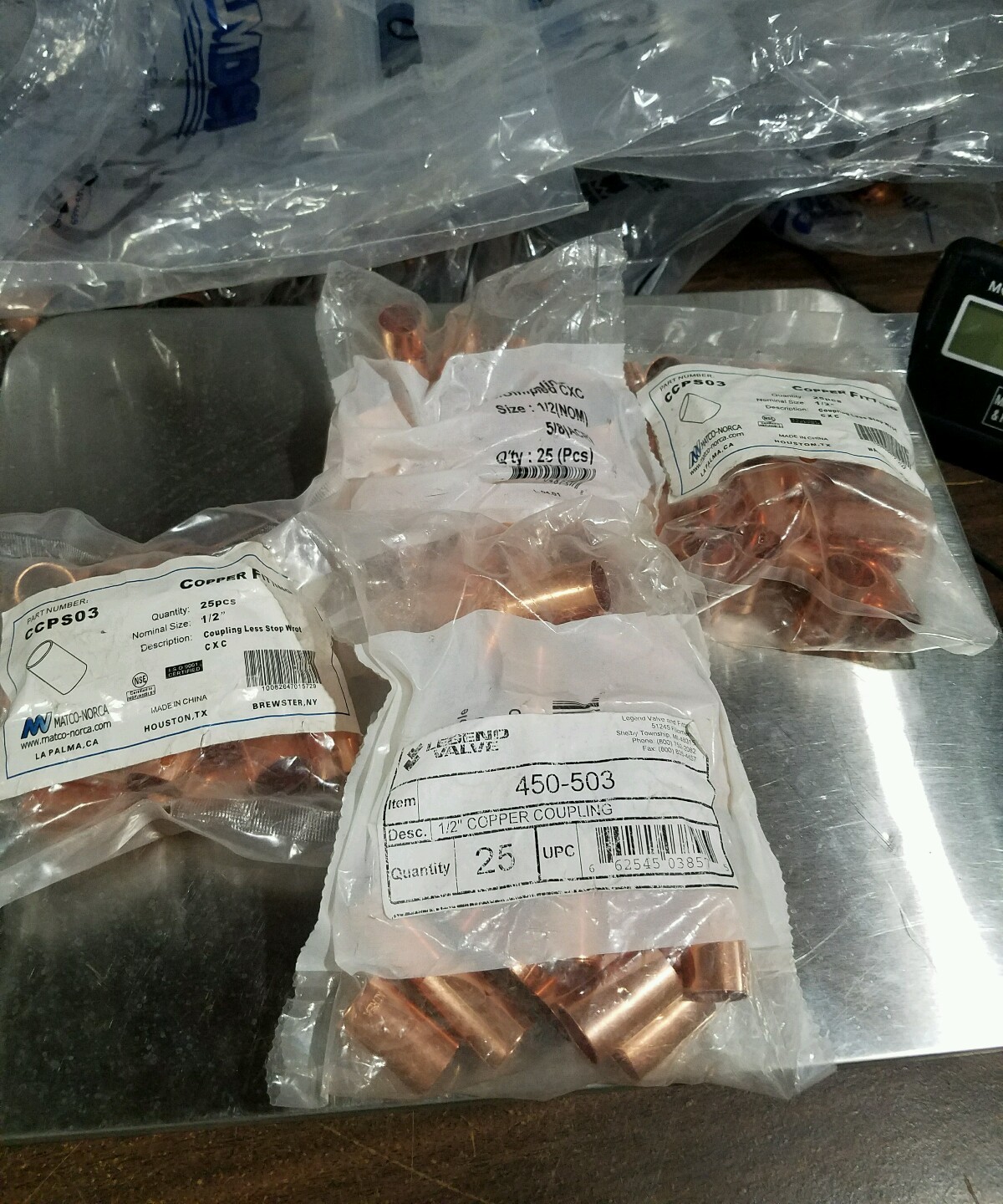 25pcs Copper Fitting 1/2" I.D. Coupling CxC