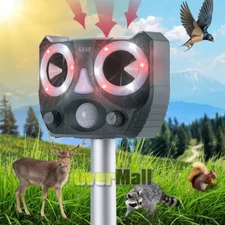 Animal Repeller Ultrasonic Solar Power Bird Dog Cat Skunk Deer Raccoon Repellent