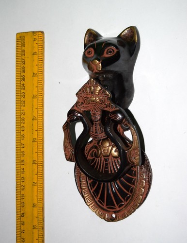 Small Tiger Cub Cat Cheetah Face Shape Brass Door Knocker Gate Pull Door Bell B8 - Picture 10 of 12