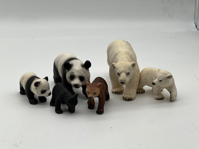 LOT 6 SCHLEICH panda OURS brun BLANC POLAIRE noir