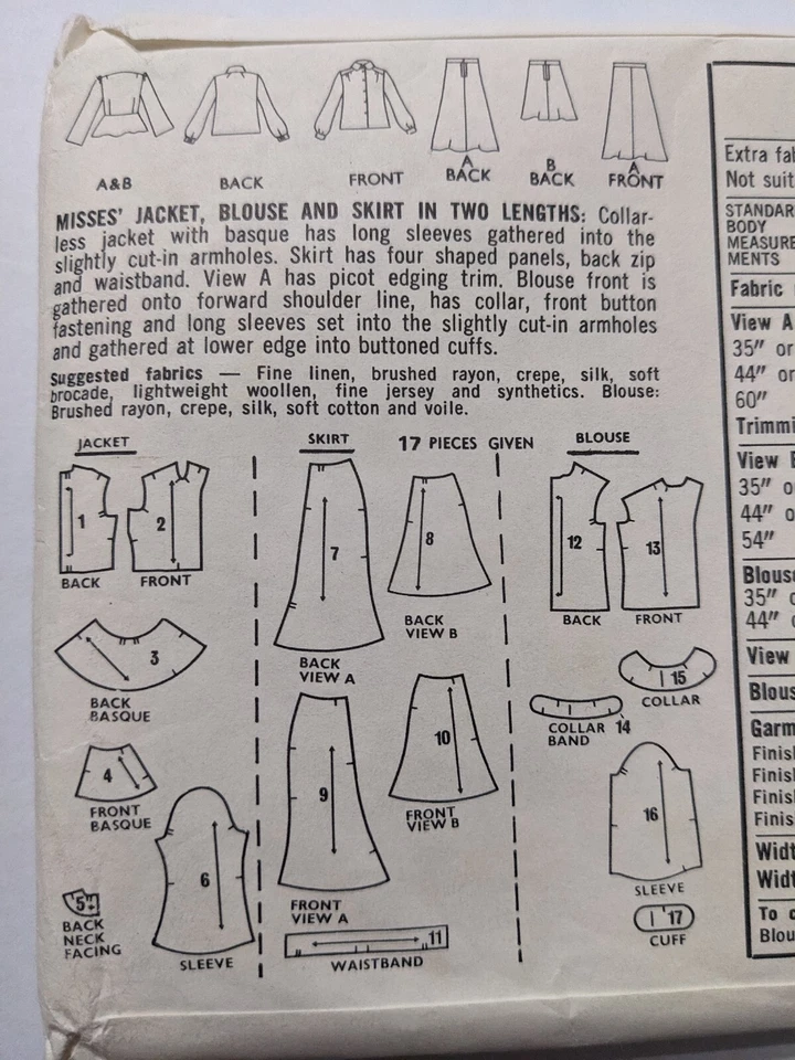 Rare Vintage 1970 Style Sewing Pattern  2854peplum Top Skirt Puff Sleev  Size 10 - Image 4 of 4