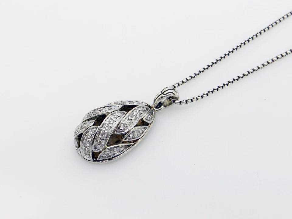 Collar colgante de cadena clásico pavé lágrima diamantes plata esterlina John Hardy Foto 4 de 4