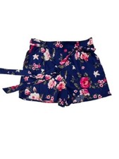 NWT Cherokee Challis Floral Print Shorts Tie At Waist Rayon Hawaiian Summer MED