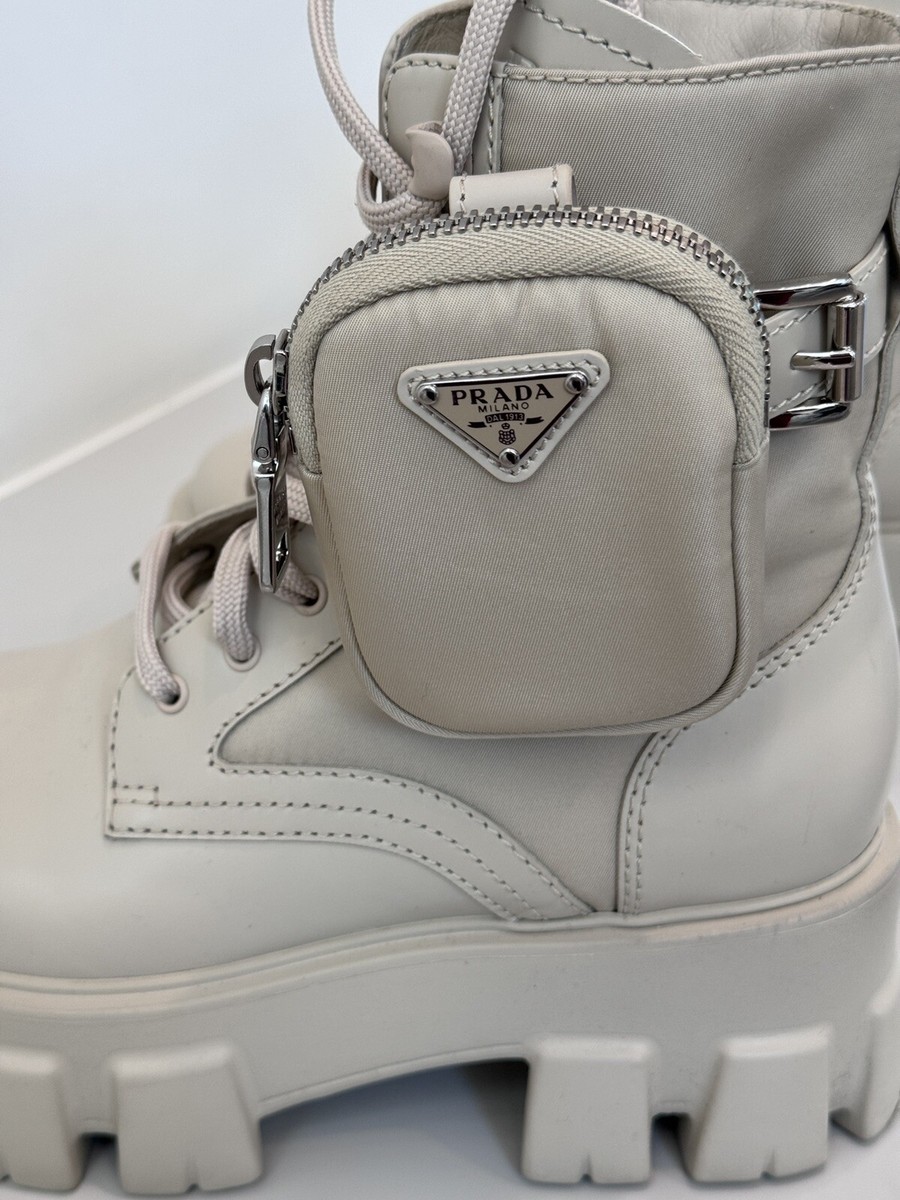 Prada Calzature Monolith Combat Boots w Removable Pouch Size Prada Calzature Monolith Combat Boots w Removable Pouch Size