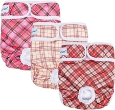 Pet Soft Female Dog Diapers 3-Pck Washable Reusable Dog Period Panties,Stripe, M
