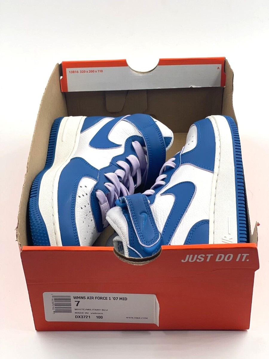Nike Women's Air Force 1 '07 Mid Military Blue White Purple Size 7