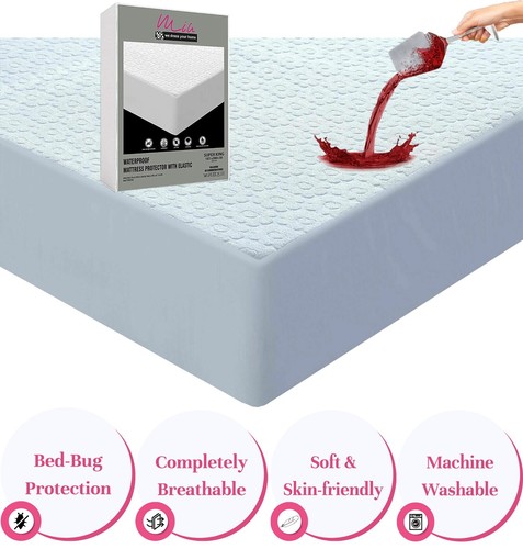 EXTRA DEEP WATERPROOF TERRY TOWEL MATTRESS PROTECTOR FITTED BED COVER NON NOISY - Picture 44 of 48