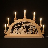 Holz-Schwibbogen Lichterbogen Zwickau 50 Cm Made Im Erzgebirge Birke Holz