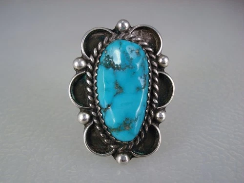 VINTAGE Benny Touchine NAVAJO STERLING SILVER & TURQUOISE RING size 6