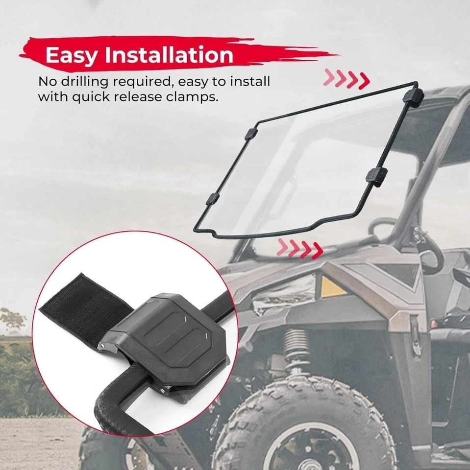 Parabrisas delantero UTV resistente a arañazos para Polaris Ranger tamaño mediano 500 570 ETX EV Foto 4 de 4