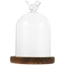 Glass Cloche Dome with Wooden Base 3.5 Inch Clear Display Cover for Immortal ...