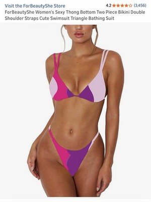 ForBeautyShe Basic Thong Bikini Two Pieces Bathing Suit for Women Size S