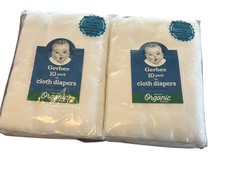 Gerber Organic Cloth Diapers 2 Packages of 10 Flat Baby Reusable Burp Cloths