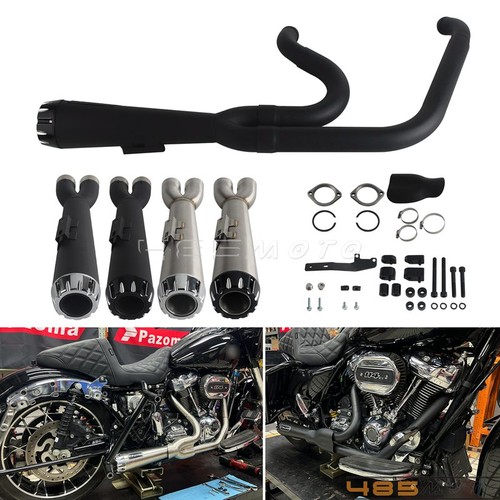 NEW 2-into-1 Exhaust Muffler Pipe For Harley Touring Road Glide Street Glide 17+ - Picture 1 of 19