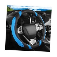 Car Steering Wheel Cover, 14.5-15" Leather Massage Grip Anti-Slip Light Blue