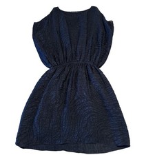 Kristina Ti Italy Mini Abito Donna Nero Texturizzato Elastico Vita Taglia IT 40