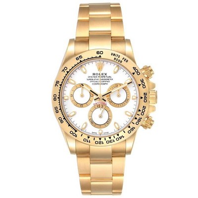 Rolex 40mm Daytona 18K Solid Gold Watch w/White Chronograph Dial. (16528)