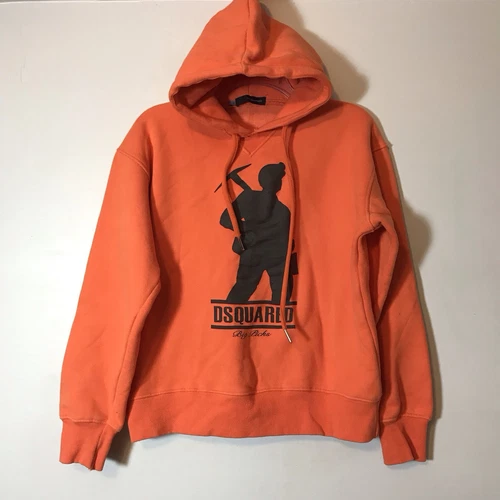 Felpa con cappuccio Dsquared2 uomo arancione "Big Picks" grafica media