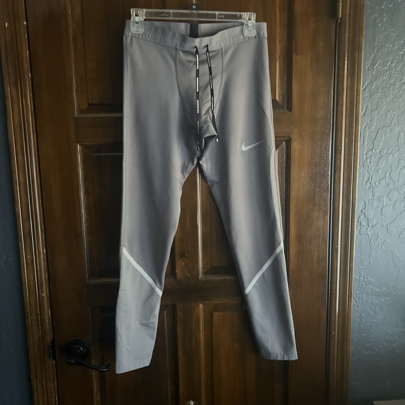 Men’s Size M Nike Dri Fit Running Division Tights One Zip Reflective Gray
