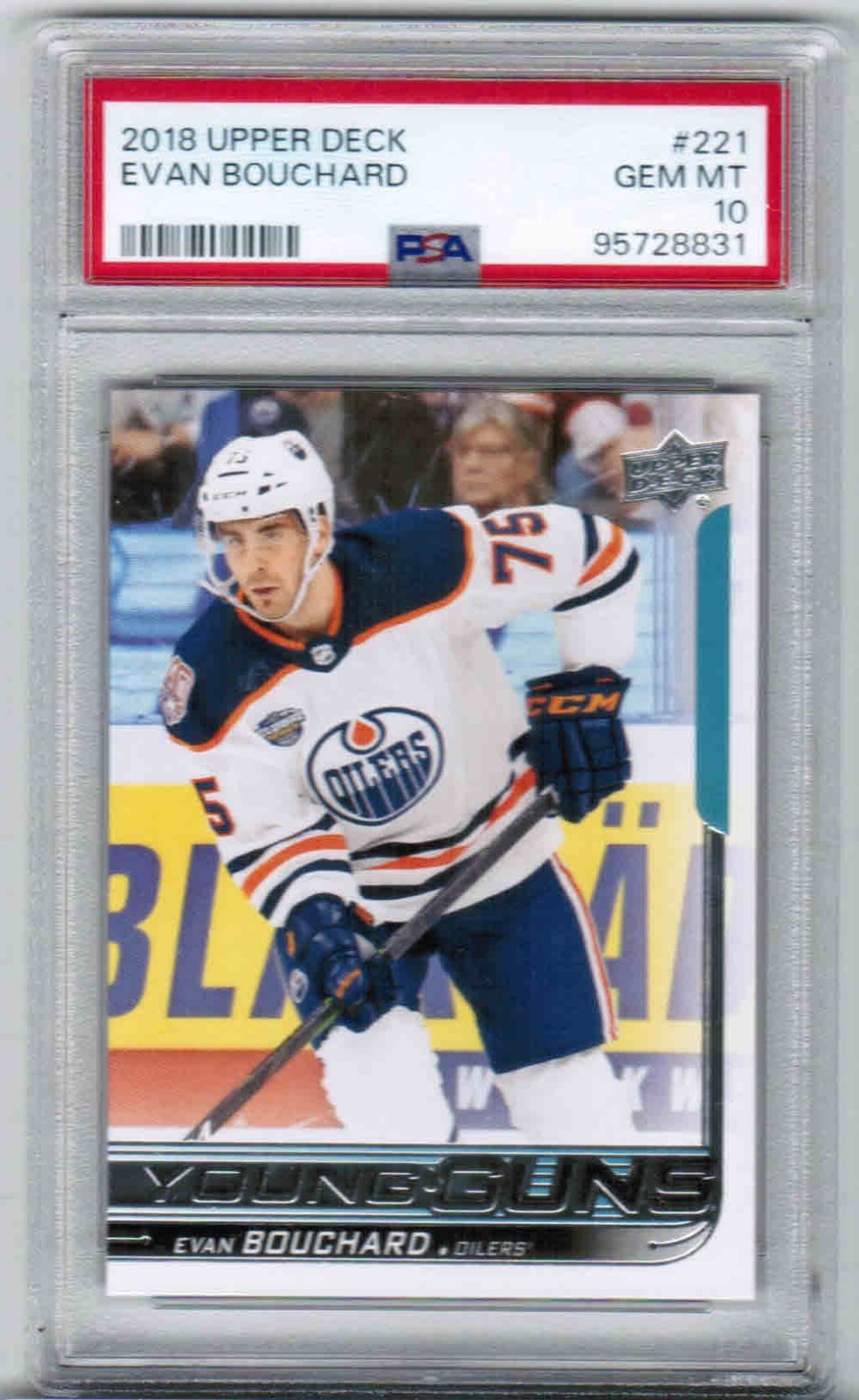 18/19 2018 UPPER DECK EVAN BOUCHARD #221 YOUNG GUNS ROOKIE RC PSA 10 GEM MINT