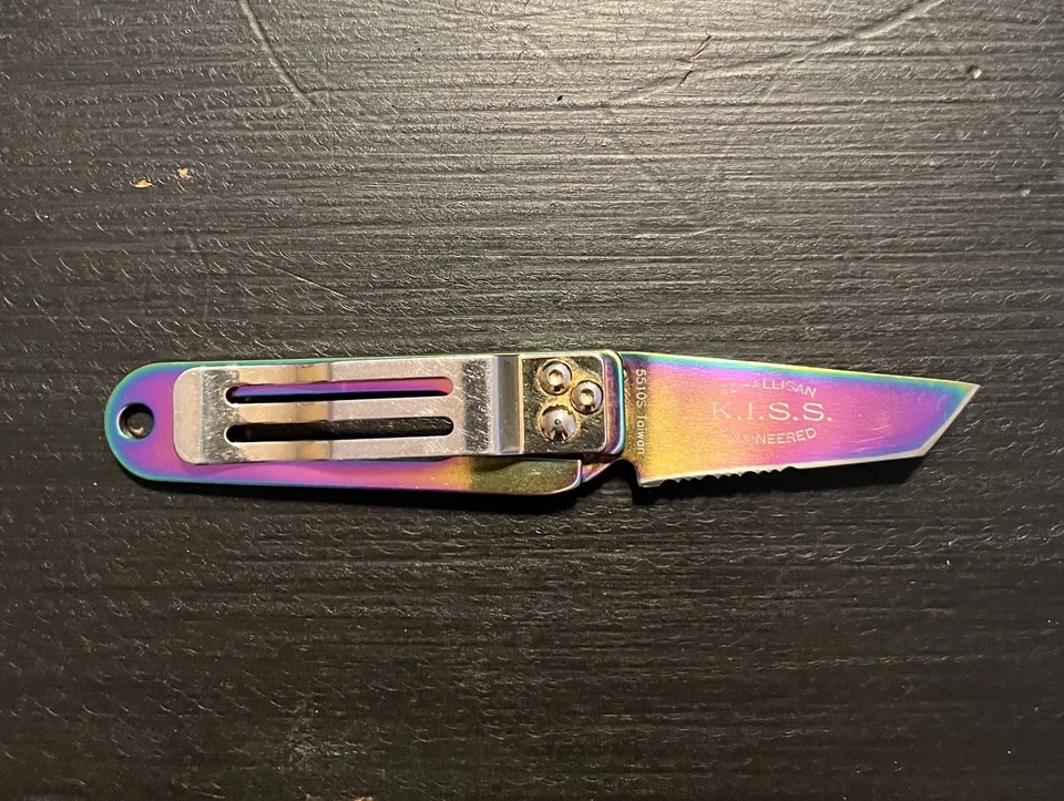 CRKT K.I.S.S. 5510s Ed Halligan 24kt Gold Plated Rainbow Knife DISCONTINUED   - Image 2 of 4