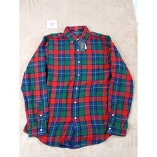 Polo Ralph Lauren Button Down Shirt Men's Large Red Green Plaid Long Sleeve NEW
