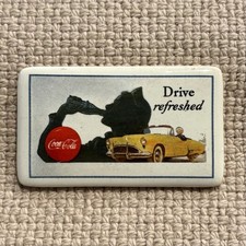 Drive Refreshed Coca-Cola Coke 1987 Ceramic Refrigerator Magnet Yellow Car