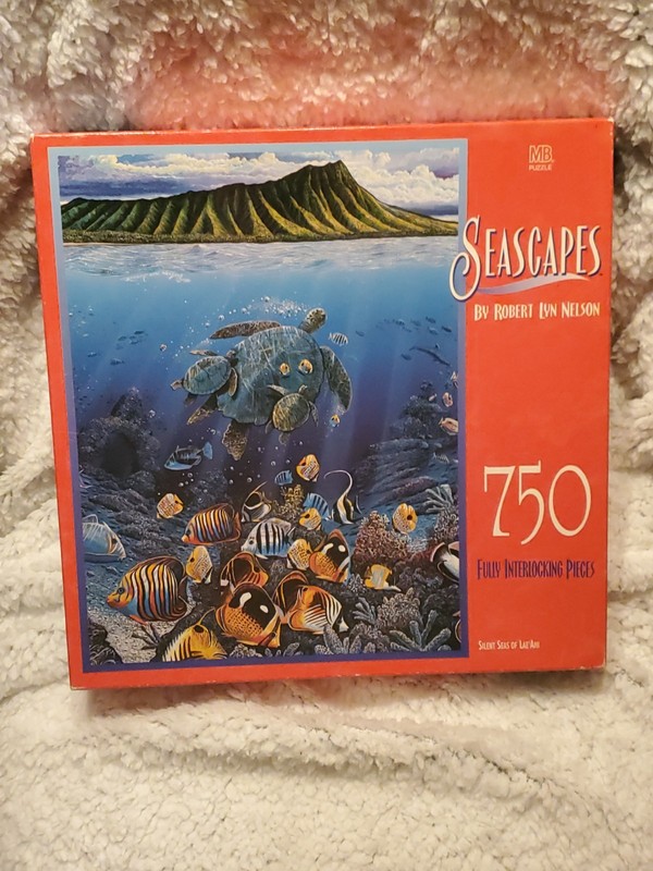 MB Puzzle 1986 SEASCAPES Robert Lyn Nelson Silent Seas of Lae'Ahi 750 Piece Vtg