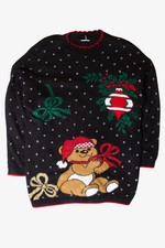Vintage Happy Bear Ugly Christmas Sweater 1990s