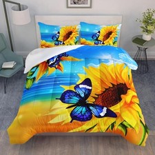 Sunflower Butterfly Comforter Set Size for Girls Kids Adults Full Butterfly5