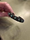 Sterling Silver Turquoise Cluster Cuff Bracelet Bezel Set Stackable Signed — photo 2