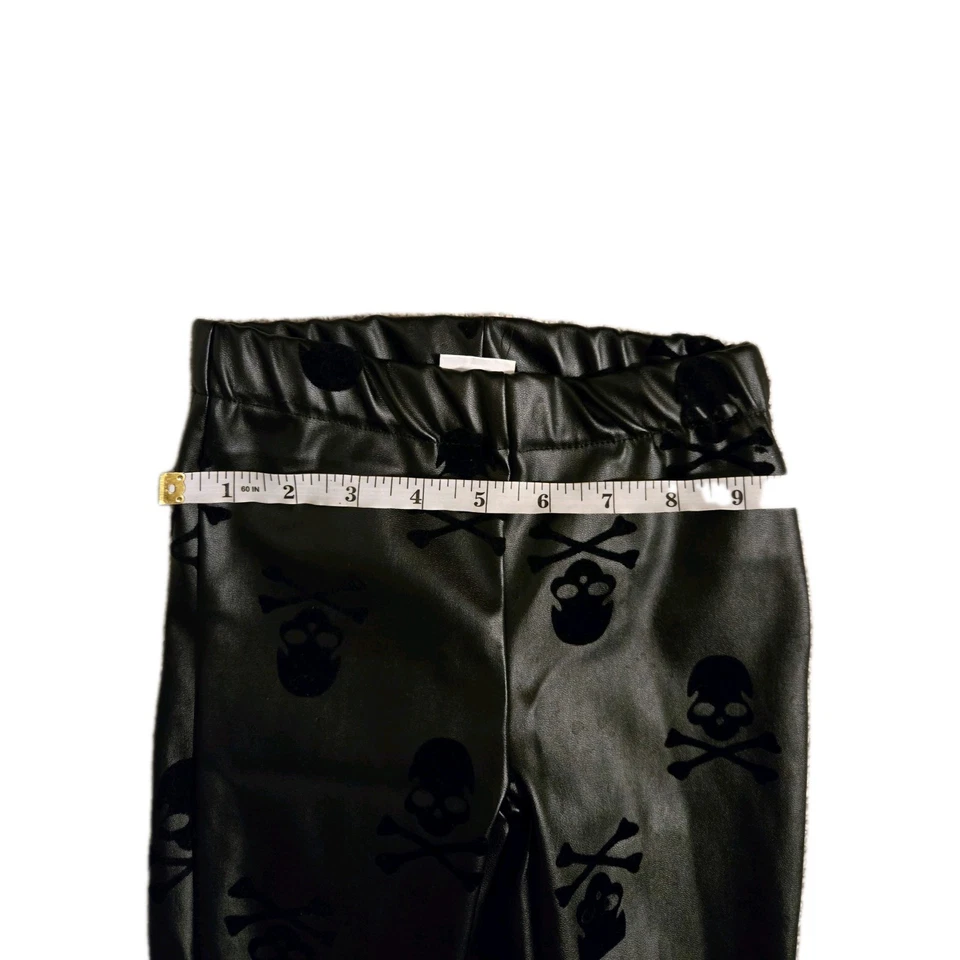 Leggings de Halloween de calavera y hueso cruzado de cuero sintético para niña sin marca talla XS Foto 2 de 4
