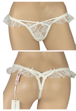 VICTORIA'S SECRET FOR LOVE  LEMONS BLUSHING BLOOMS EMBROIDERED THONG PANTY XS