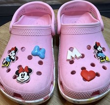Crocs Disney Minnie Mouse Pink Clogs Toddler Girls Size C11 Charm