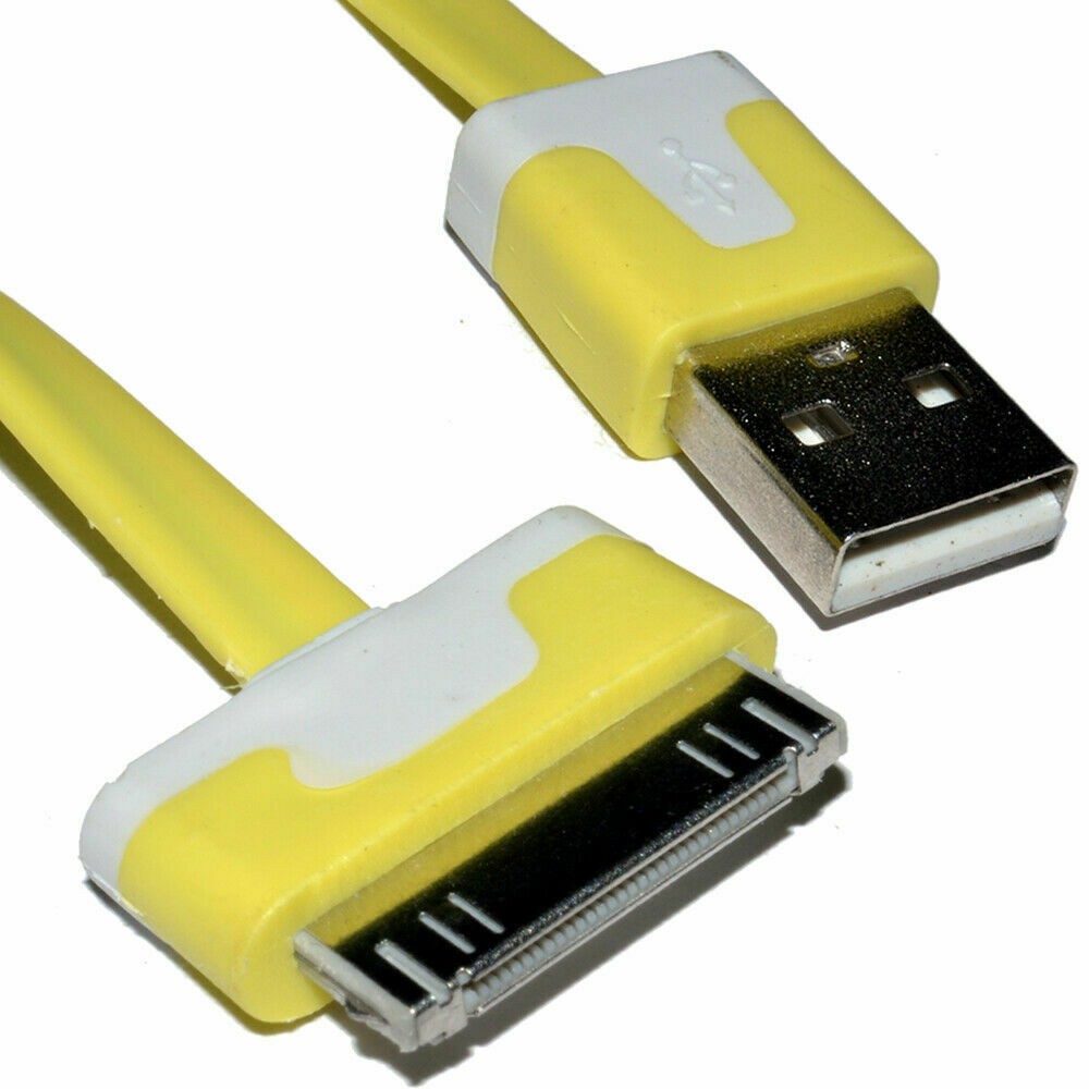 30 Pin Data & Charging USB FLAT Cable Yellow 3m LONG Lead Sync Charger