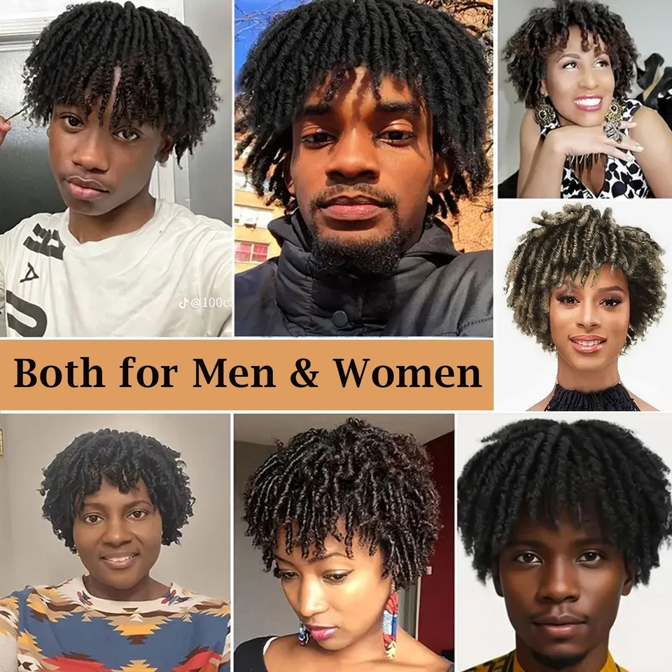 EUA Dreadlock Toupee para Homens Topper de Cabelo Curto Trançado para Mulheres Cabelo Afro Encaracolado - Imagem 3 de 4