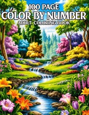 100 Page Color by Number Adult Coloring Book: 100 Easy Large Print Color