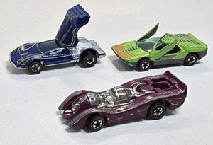 Hotwheels Redline Jet Threat Carabo Buzz Off Enamel Lot Of 3 Vintage 
