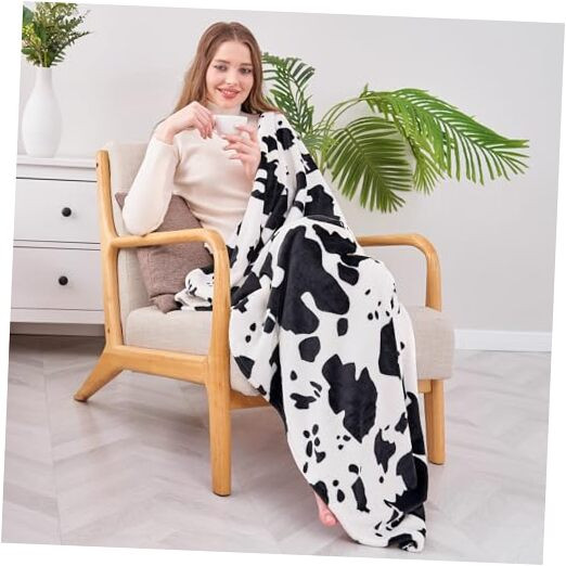Fleece Blanket Throw Size - 280GSM Throw Blanket (50 X 60 Inches) Cow Print