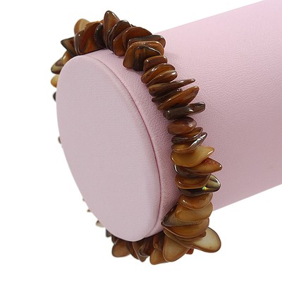 Braunes Muschel Nugget Stretch Armband - bis 19 cm