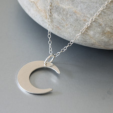Sterling Silver Half Moon Pendant Necklace